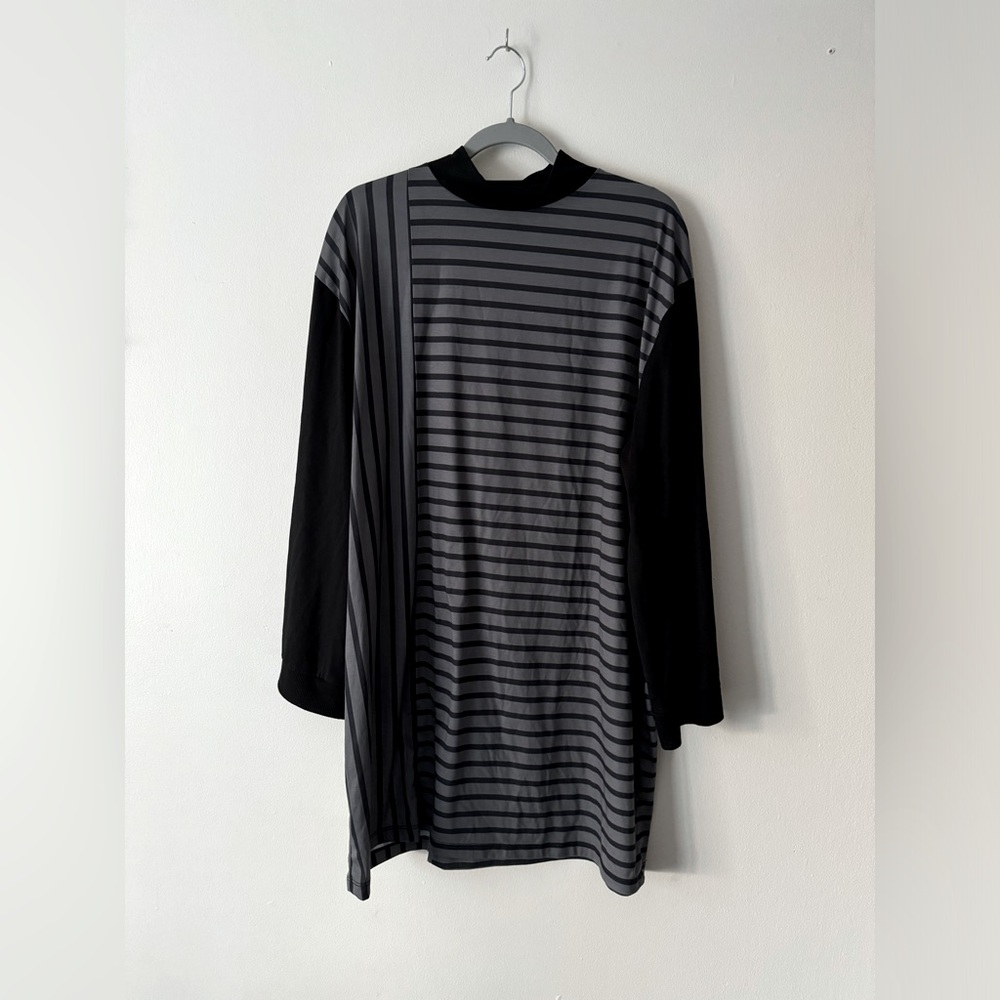 Disturbia Black and Gray Striped Long Sleeve Dress